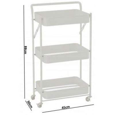 Kuchyňský a servírovací vozík na kolečkách kovový bílý