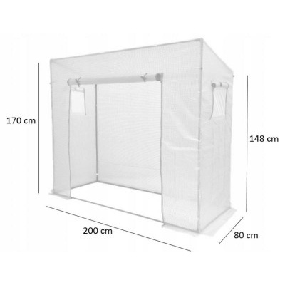 ALDOTRADE Fóliovník na rajčata velký 200x77x168/146 cm bílá plachta 