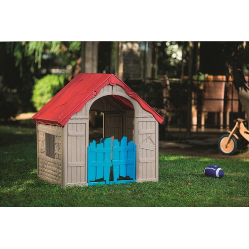 KETER FOLDABLE PLAY House dětský domek, béžová/červená/modrá