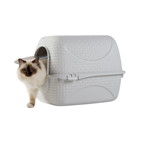 ALDOTRADE Krytá toaleta pro kočky Rattan 42x50,5x40cm