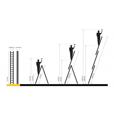ALDOTRADE Hliníkový žebřík 3x8 příček PROFI třídílný