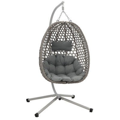 Skládací závěsné křeslo šedé 103x95x185 cm