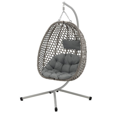 Skládací závěsné křeslo šedé 103x95x185 cm