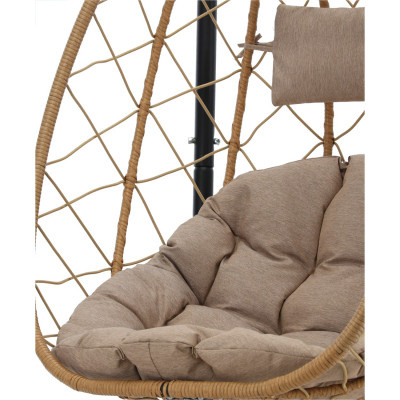 Skládací závěsné křeslo béžové 103x95x185 cm