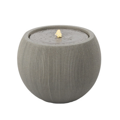 Plastová zahradní fontána s LED, 53x53x41,5 cm, kulatá, béžová