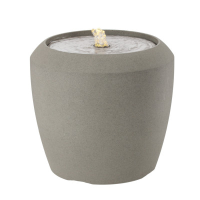 Plastová zahradní fontána s LED, 44x44x39,5 cm, šedá