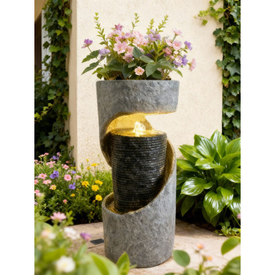 Zahradní spirálová fontána 28x28x67,5 cm s LED