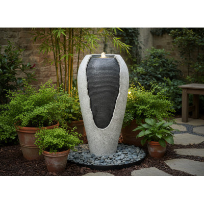 Zahradní fontána váza 36x38x76 cm s LED