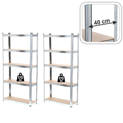 Regál 90 x 40 x 180 cm set 2 ks