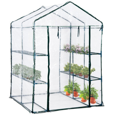 ALDOTRADE Zahradní fóliovník s policemi 140x140x200cm bílý