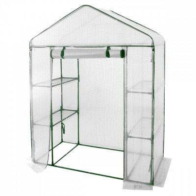 ALDOTRADE Zahradní fóliovník s policemi 140x140x200cm bílý