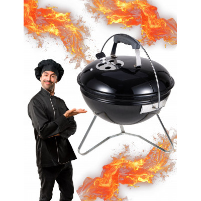 Zahradní gril na dřevěné uhlí s poklopem 37x37x44 cm