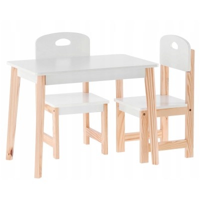 Dětský stolek se 2 židlemi, bílý