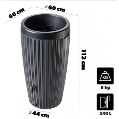 Sud na dešťovou vodu MIKA 240l antracit 