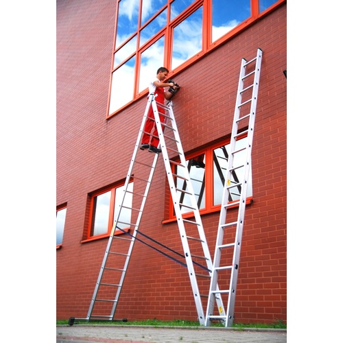 ALDOTRADE Hliníkový žebřík 3x8 příček PROFI třídílný